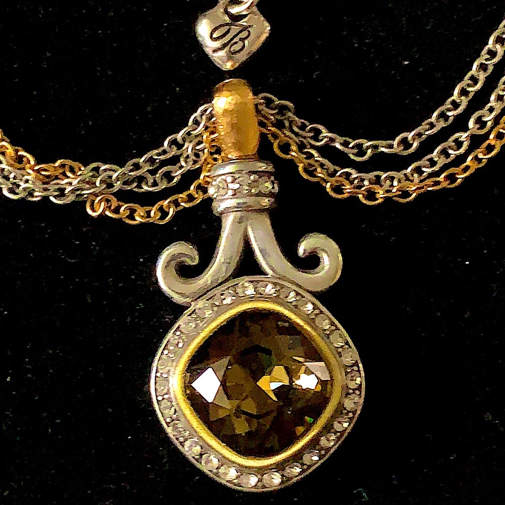Brighton Smokey Quartz & Crystal Necklace 2tone